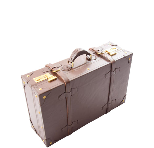 Real Leather Antique Travel Steamer Trunk HOL1188 Brown