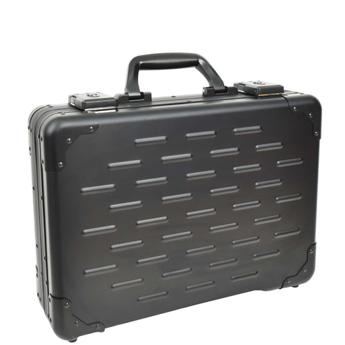 Carbon Black Aluminium Attache Case Twin TSA Combination HOL3496 1