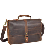 Mens Leather Briefcase Vintage Cross Body Organiser Bag H8127 Tan 1
