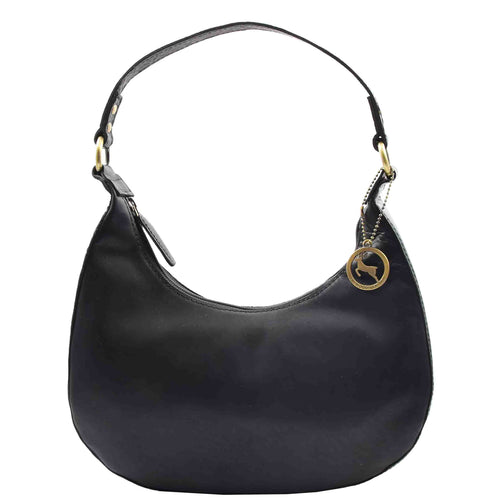 Womens Classic Leather Shoulder Hobo Bag BRUGES Black 1