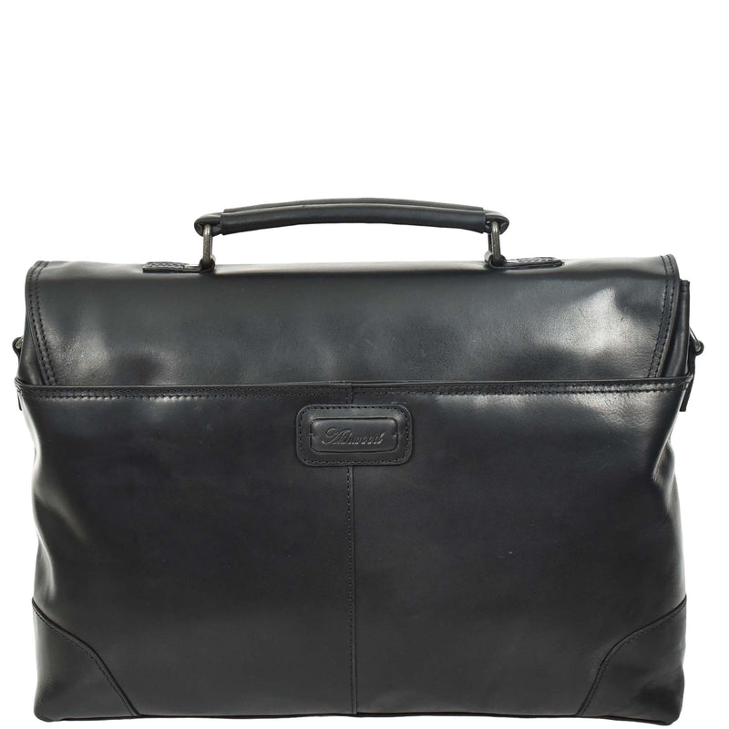 Mens Real Leather Briefcase Cross Body Classic Bag TOM Black 2