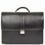 Mens Real Leather Briefcase Classic Bag Organiser CARTER Black 3
