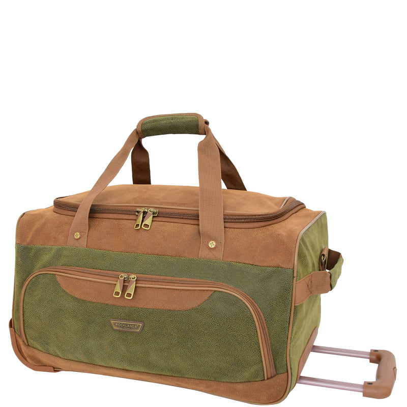 Wheeled Holdall Faux Suede Lightweight Luggage Travel Bag Argania Green 6