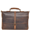 Mens Leather Briefcase Vintage Cross Body Organiser Bag H8127 Tan 2