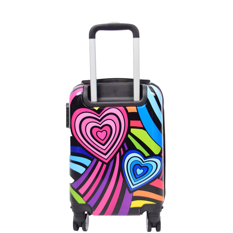 Four Wheels Hard Shell Printed Luggage Hearts Print Underseat 2