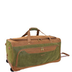 Wheeled Holdall Faux Suede Lightweight Luggage Travel Bag Argan Green 3