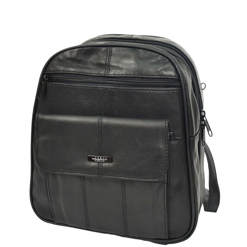 Womens Soft Leather Backpack Daypack Bag HOL0591 Black 4