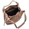 Womens Leather Suede Shoulder Bag Zip Large Taupe Hobo Audrey 4