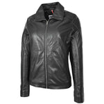Womens Real Leather Classic Jacket Zip Box Style Camila Black 4