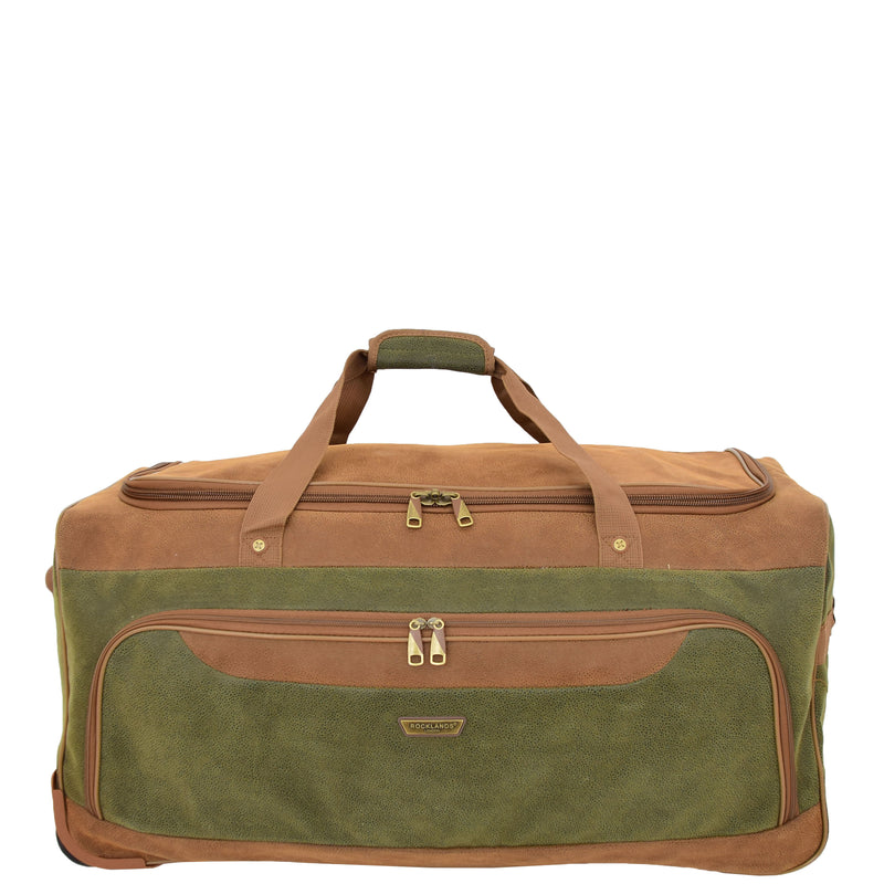 Wheeled Holdall Faux Suede Lightweight Luggage Travel Bag Argan Green 4