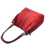 Womens Leather Suede Shoulder Bag Zip Large Burgundy Hobo Audrey 5