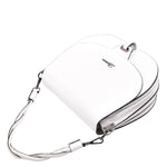 Womens Large Satchel Cross Body Leather Bag Zip Strap ALICIA White 5