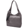Womens Leather Shoulder Zip Opening Large Hobo Bag Kimberly Grey 6