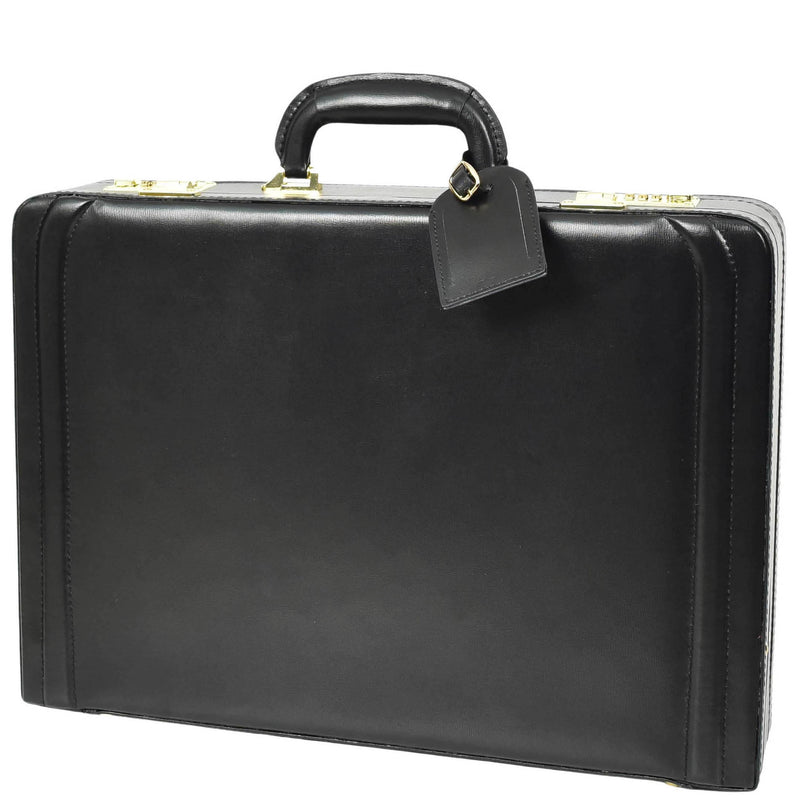 Leather Attache Classic Briefcase Grasmere Black 6
