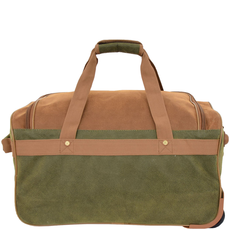 Wheeled Holdall Faux Suede Lightweight Luggage Travel Bag Argania Green 2