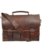 Mens Real Leather Briefcase Cross Body Classic Bag TOM Brown 8