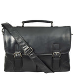 Mens Real Leather Briefcase Cross Body Classic Bag TOM Black 9