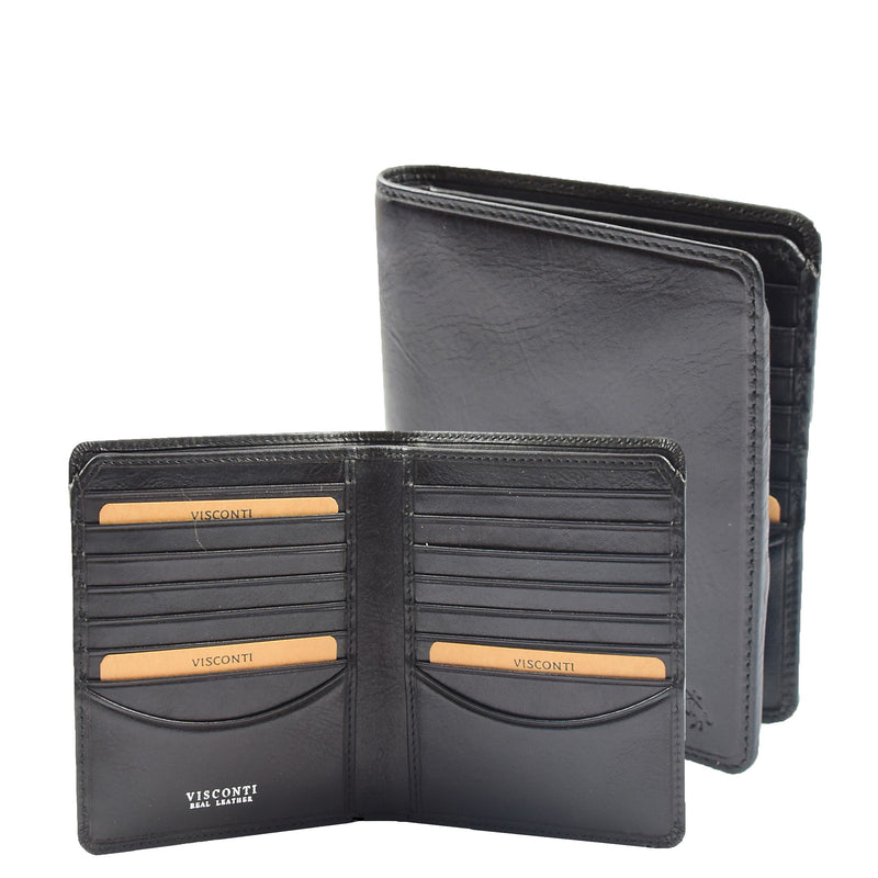 Mens Real Leather Coat Wallet HOL1949 Black