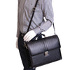 Mens Real Leather Briefcase Classic Bag Organiser CARTER Black 7