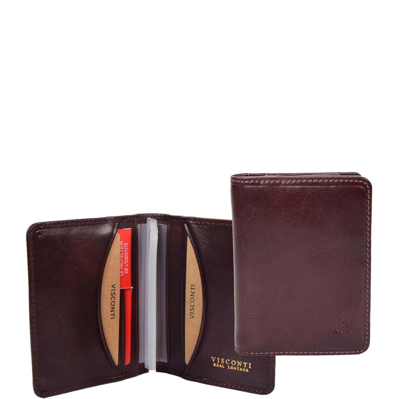 RFID Small Bi-fold Wallet Credit Cards Holder HOL04 Brown 6