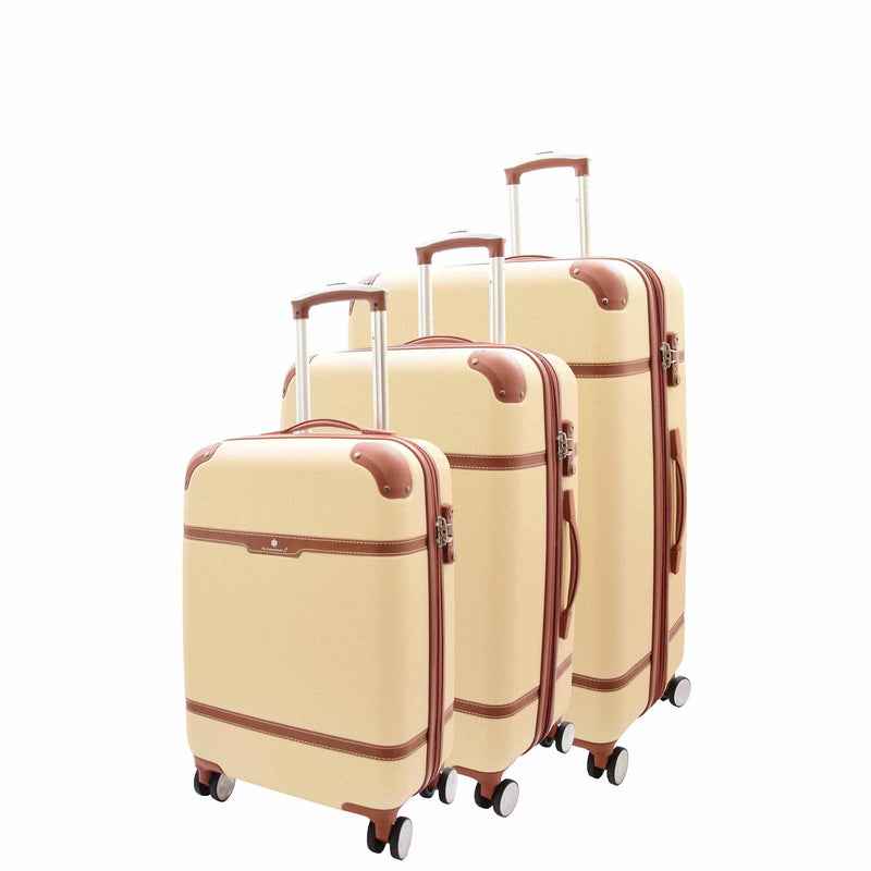 Hard Shell Retro Expandable Four Wheel Luggage Jupiter Milky 1