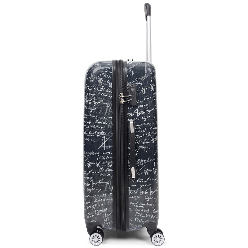 Four Wheel Suitcase Hard Shell Expandable Luggage Maths Print 4