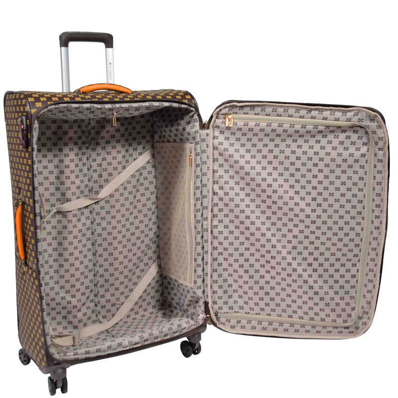 Soft Case 4 Wheeled Expandable PVC Luggage Nagasaki Brown 13