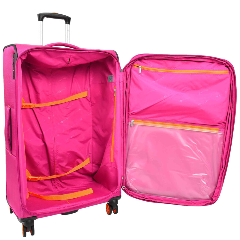 Pink Soft Suitcase 8 Wheel Spinner Expandable Luggage Quito 6
