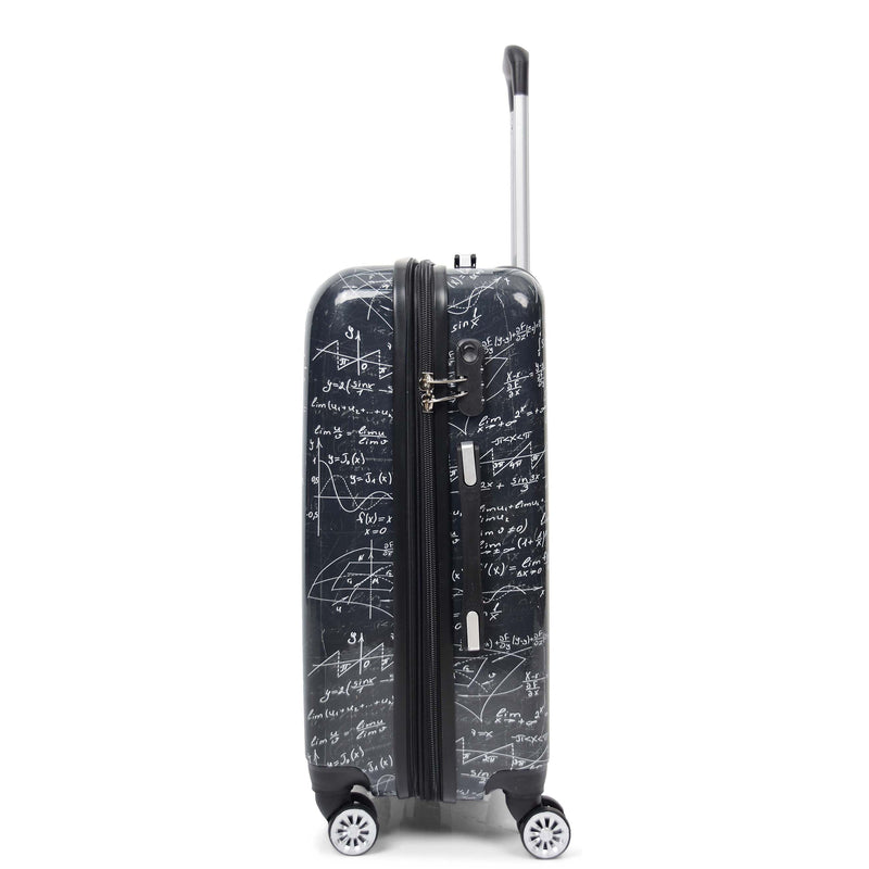 Four Wheel Suitcase Hard Shell Expandable Luggage Maths Print 9