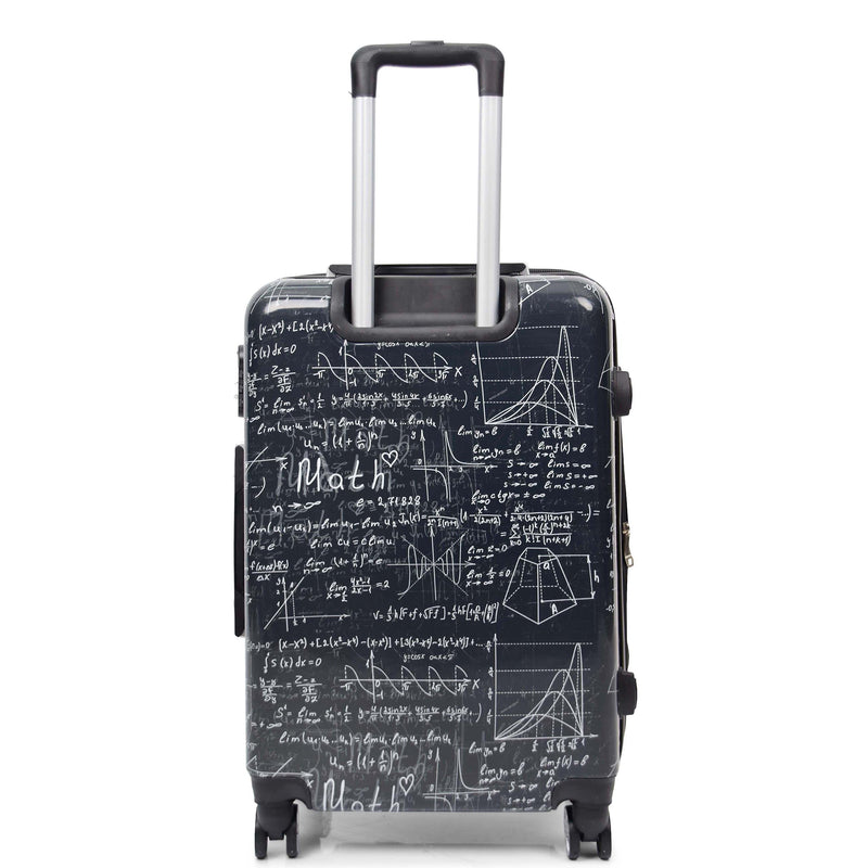 Four Wheel Suitcase Hard Shell Expandable Luggage Maths Print 10