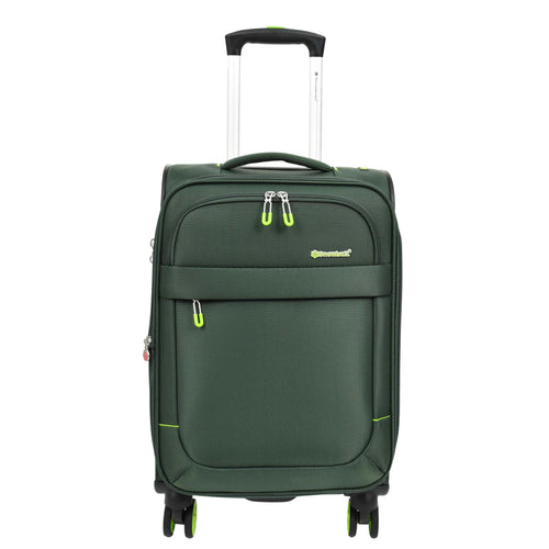 Soft Suitcase 8 Wheel Expandable Lightweight Orion Cabin Bags Green 1