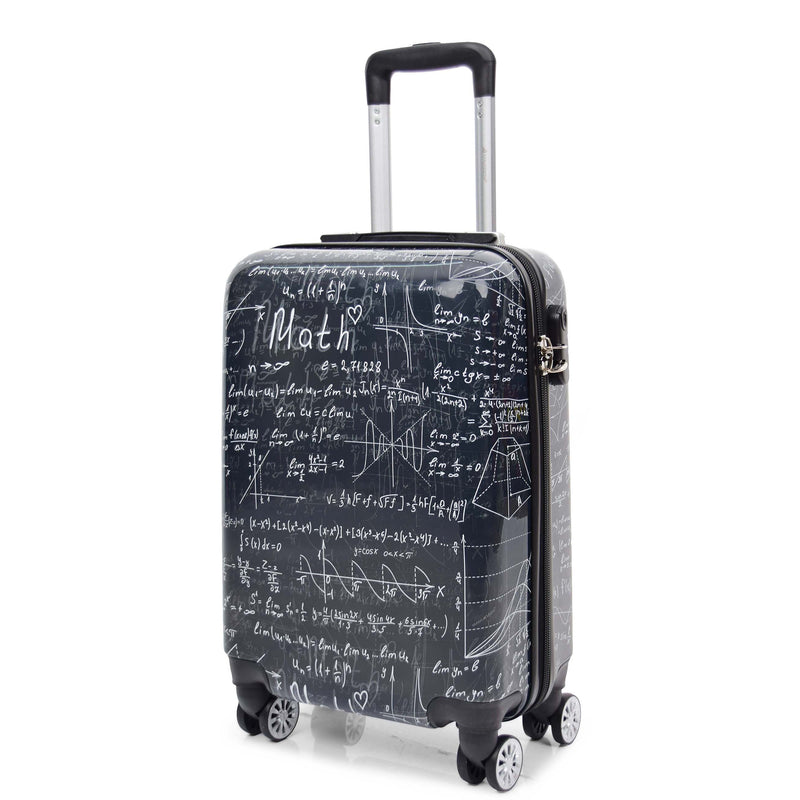 Four Wheel Suitcase Hard Shell Expandable Luggage Maths Print 12
