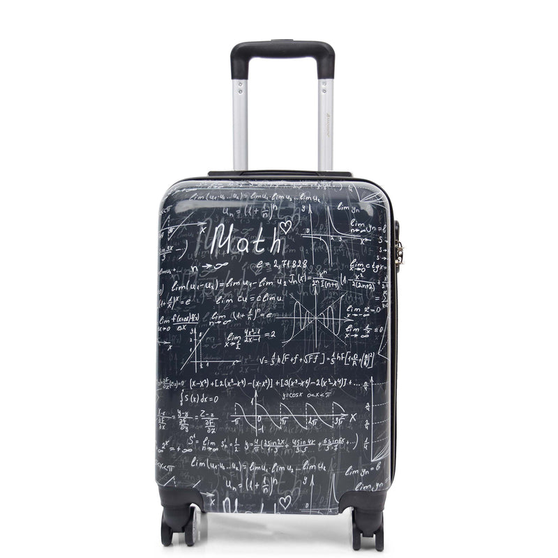 Four Wheel Suitcase Hard Shell Expandable Luggage Maths Print 13