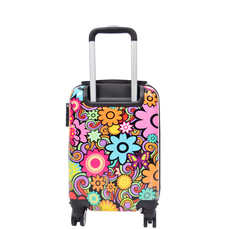 Four Wheels Hard Shell Printed Luggage Flower Print Underseat 2