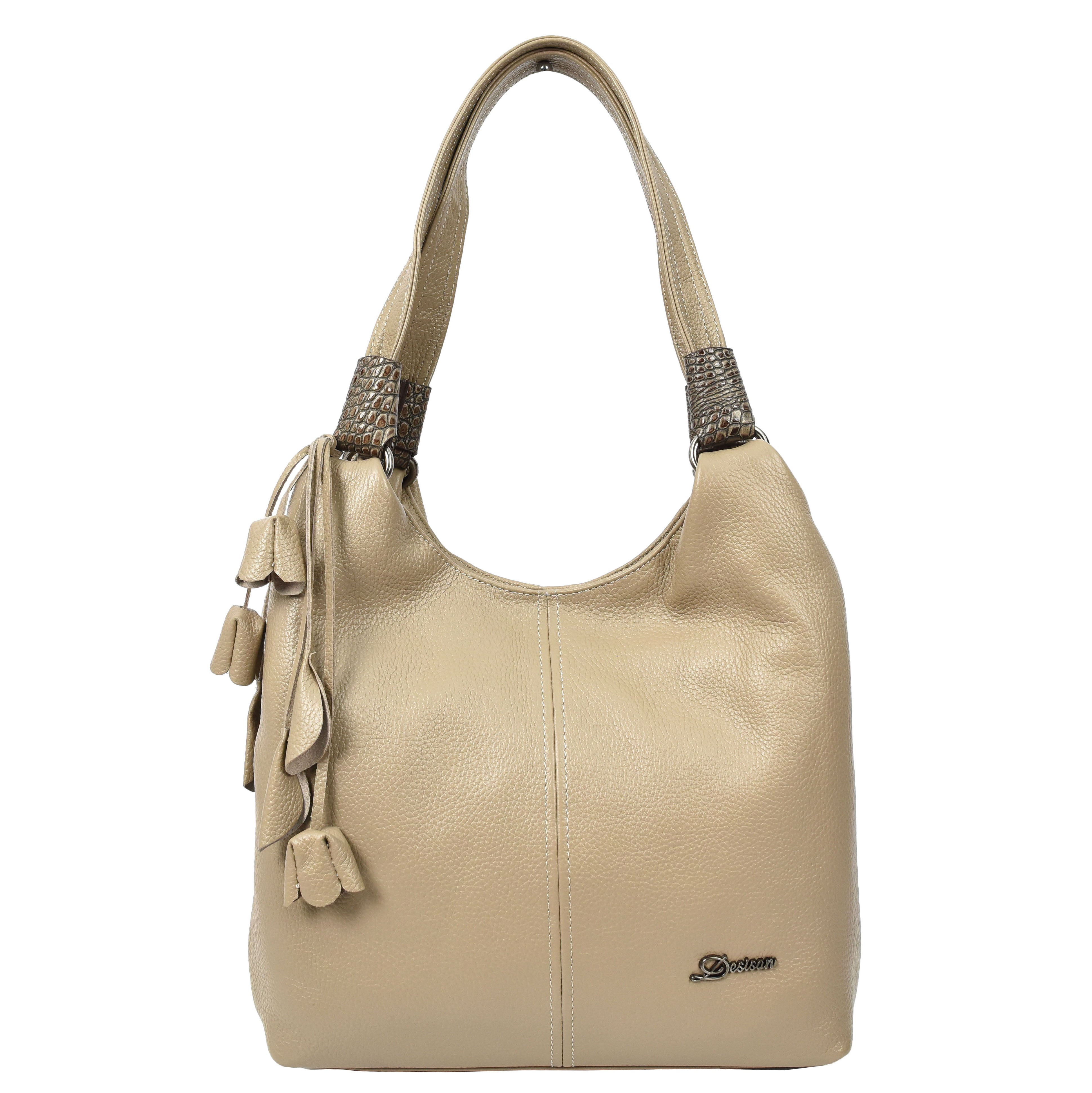 Women's Leather Hobo Shoulder Bag - Large Zip Opening Handbag Kimberly, Cowhide Leather