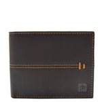 Mens Hunter Leather Slim Bifold Wallet HOL100 Brown 6
