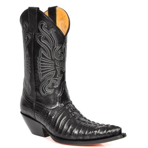 croc printed leather cowboy boots