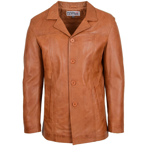 Mens Leather Classic Reefer Jacket Thrill Tan