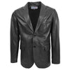 Mens Leather Blazer Two Button Jacket Zavi Black