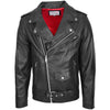 Mens Leather Biker Jacket Brando Style Johnny Black