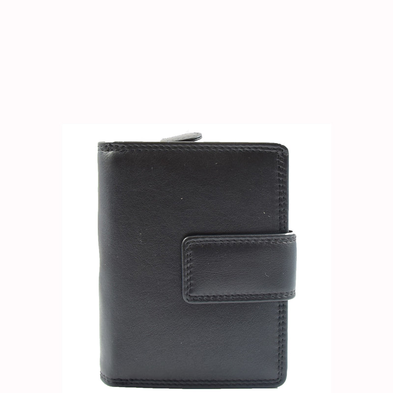 Womens Purse Real Soft Premium Leather Bi Fold HOL1132 Black 1