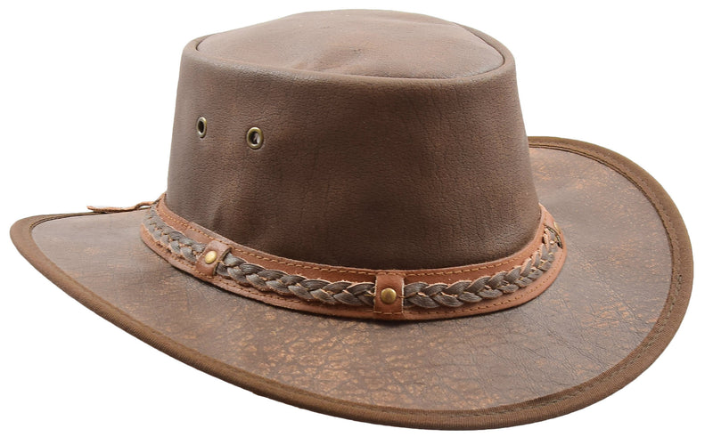 Leather Cowboy Hat Removable Chin Strap HL001 Brown 4