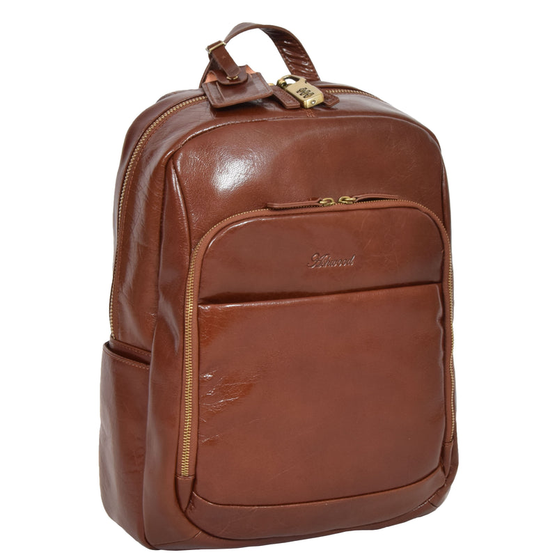 leather backpack in tan