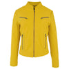 Womens Leather Standing Collar Jacket Becky Yellow