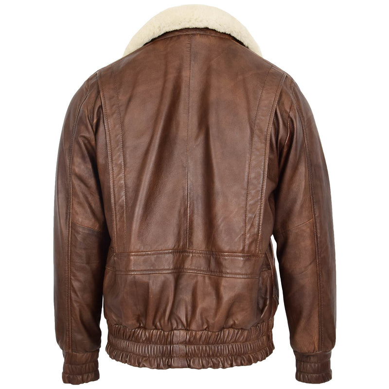 Mens Leather Bomber Jacket G-1 Aviator Style Cooper Brown 1