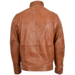 Men's Standing Collar Leather Jacket Tony Tan 1