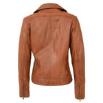 Womens Soft Leather Cross Zip Biker Jacket Lola Tan 1