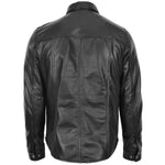 Mens Leather Shirt Classic Trucker Style Oliver Black 1