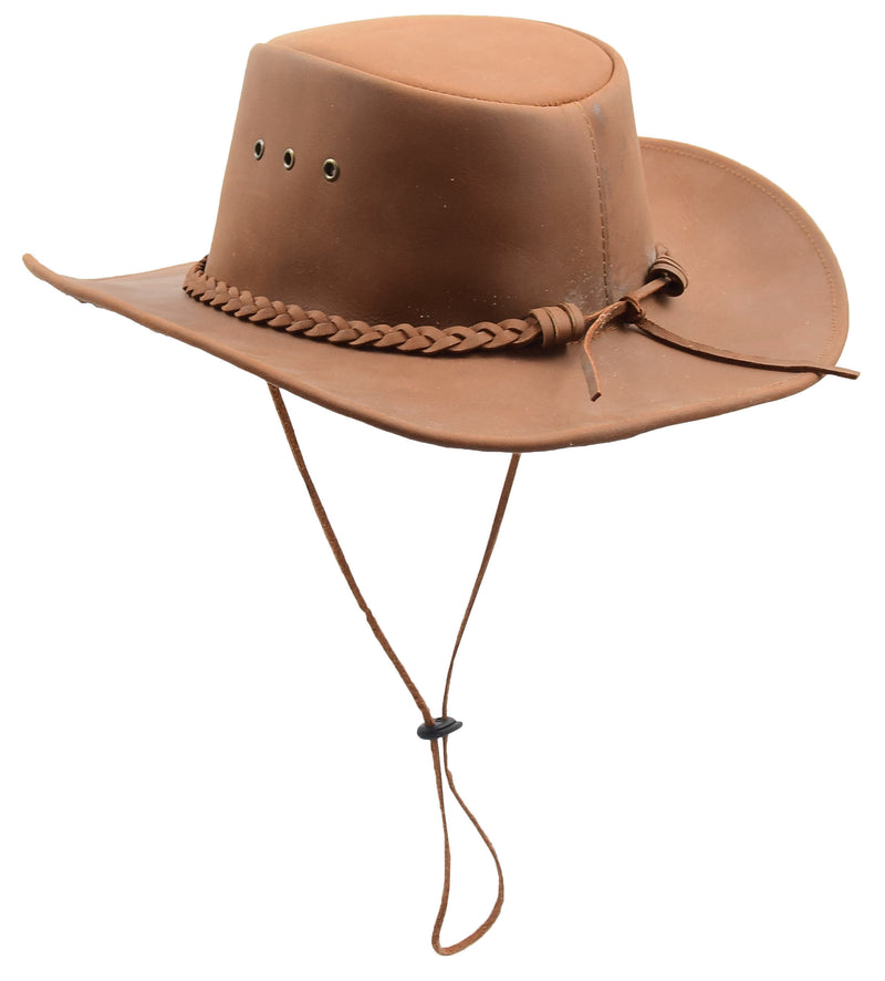 Real Leather Cowboy Australian Bush Hat HL005 Tan 2