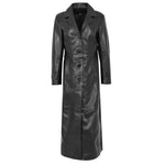 Womens Leather Full Length Classic Coat Gabbie Black 2